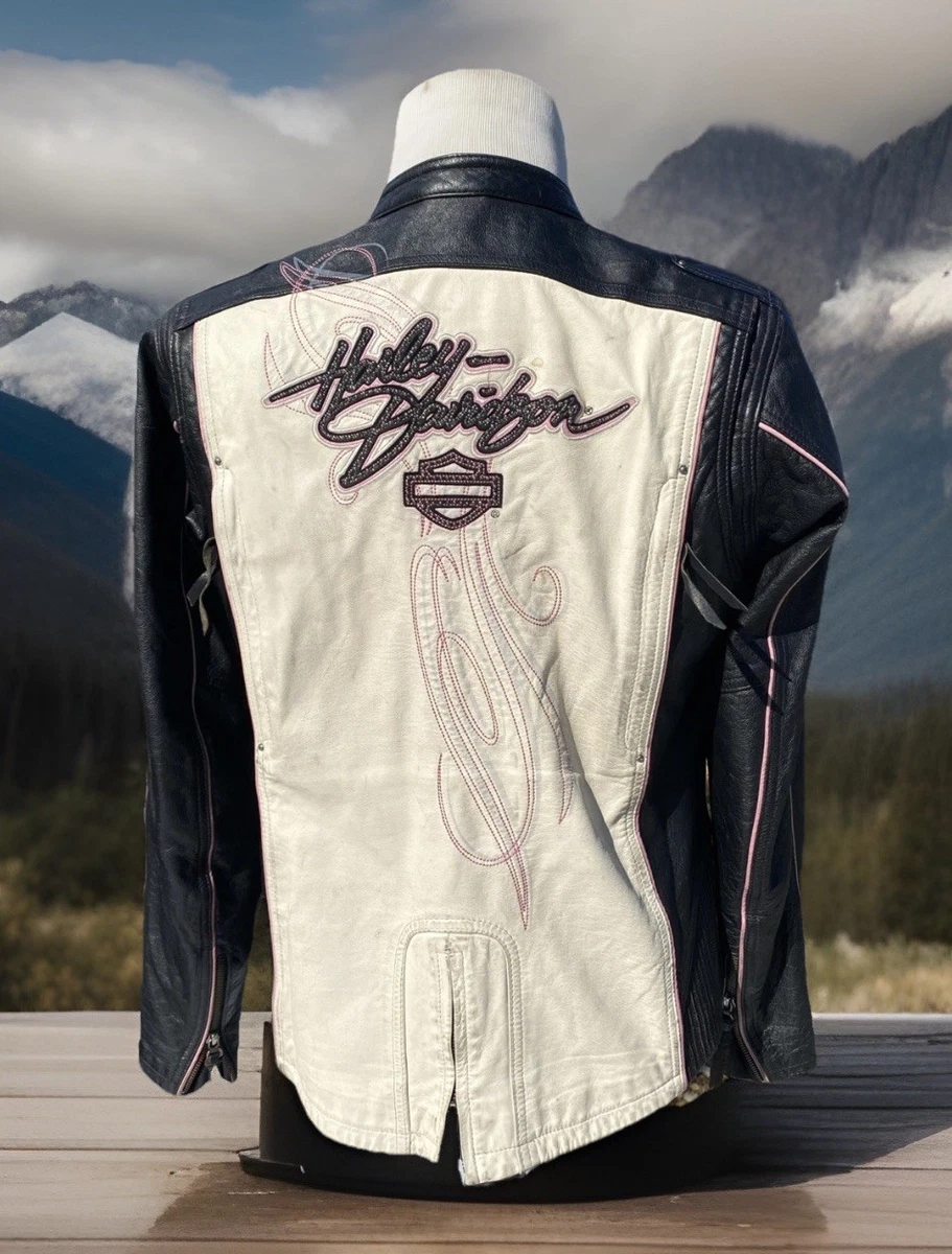 Harley-Davidson White Leather Outer Shell Coats, Jackets & Vests