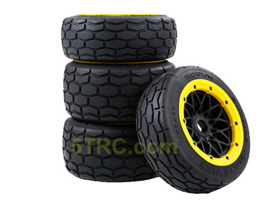 Rovan Street Tires 1/5 Scale Set of 4 Slate Tires Black Wheels with Yellow Be