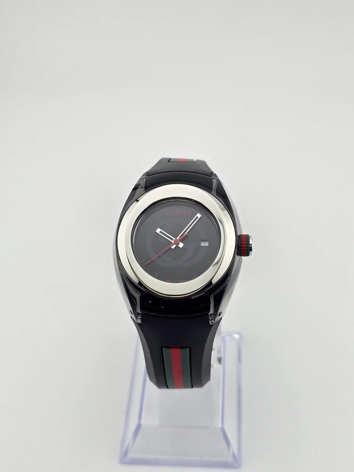 Gucci Sync L Women's Black Dial Rubber Band Quartz Watch - YA137301 ($670 MSRP) - Image 2 of 4