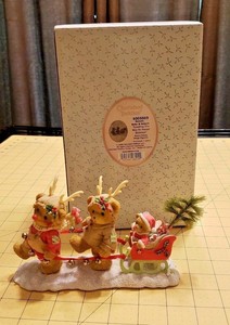 SLEIGH CHERISHED TEDDIES 2006 FIGURINE RARE 4005869 NIB DEER BEARS CHRISTMAS