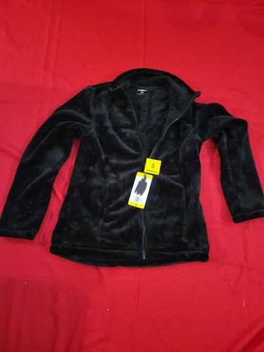 Black Plush Faux Fur Fleece Jacket 