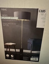 Next Nero Floor Lamp Heavy Slim Marble Base XL Gold Black Shade £185 Home Decor