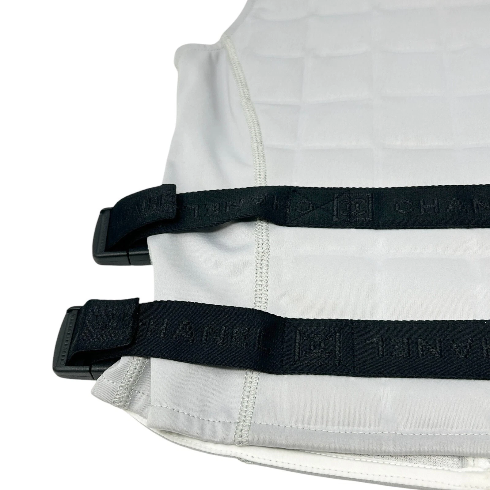 Giacca gilet CHANEL vintage 2004 logo CC Mark #38 grigio nero poliestere zip