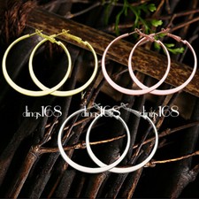 925 Sterling Silver/18K Gold Filled Hypo-allergenic FLAT Large Hoop Earring H903