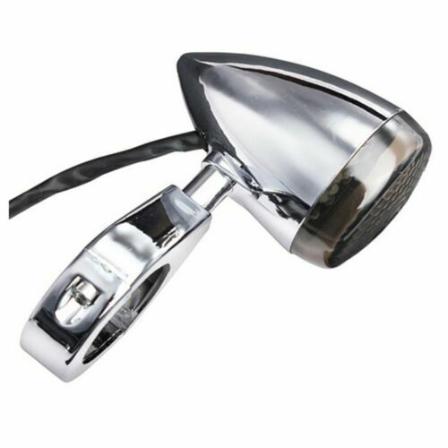 Chrome LED Turn Signals For Motorcycles | 41mm Fork Mount | Amber LEDs | Waterproof | Fits Harley, Honda, Kawasaki, Suzuki, Yamaha