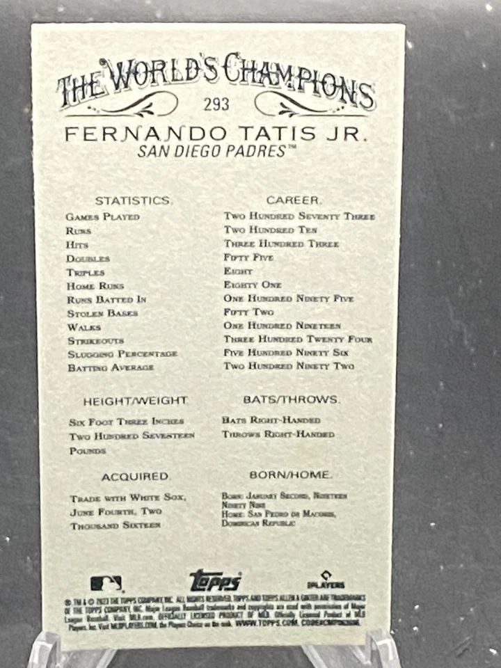 2023 Topps Allen & Ginter X #293 Fernando Tatis Jr. Mini - Image 2 of 2