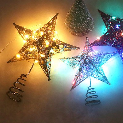 Lighted Christmas Tree Topper Decorative Glittered Star Topper with 20 LED noble