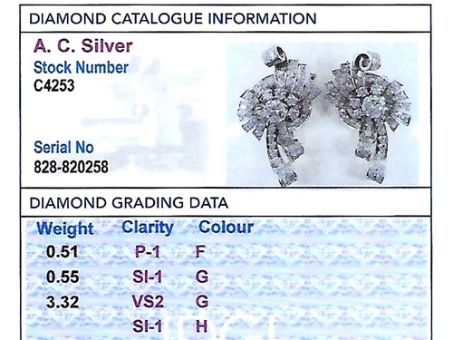 4.39ct Diamond and Platinum Earrings - Art Deco - Vintage Circa 1940 - Picture 11 of 15