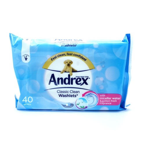 Andrex Classic Clean Washlets Toilet Flushable Wet Wipes 36'S (Box of