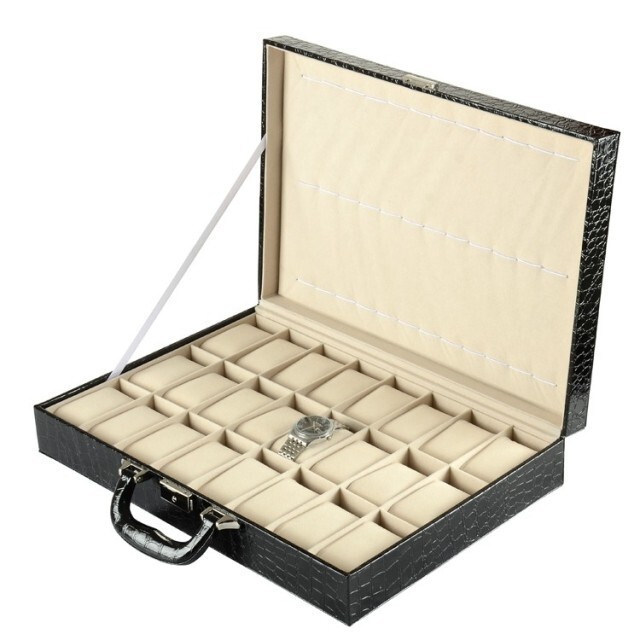 Premium Leather Suitcase Watch Box - Travel-Friendly Jewelry Organizer Storage