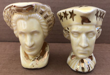 Vintage SALT  PEPPER Shakers Figural George  Martha Washington YELLOW GOLD