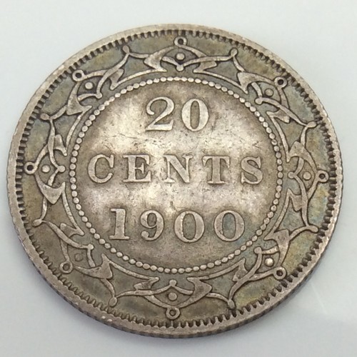 1900 Newfoundland Twenty 20 Cents Sterling Silver Canadian Circulated Coin G605