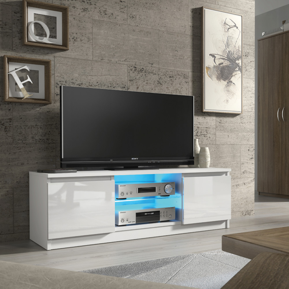 TV Unit 120cm | Modern Stand | Gloss Doors | Free LED | Creative Furniture ⭐⭐⭐⭐⭐