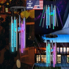 Color Changing Solar Wind Chimes LED Lights Bell Tubes Large Deep Tone Resonant