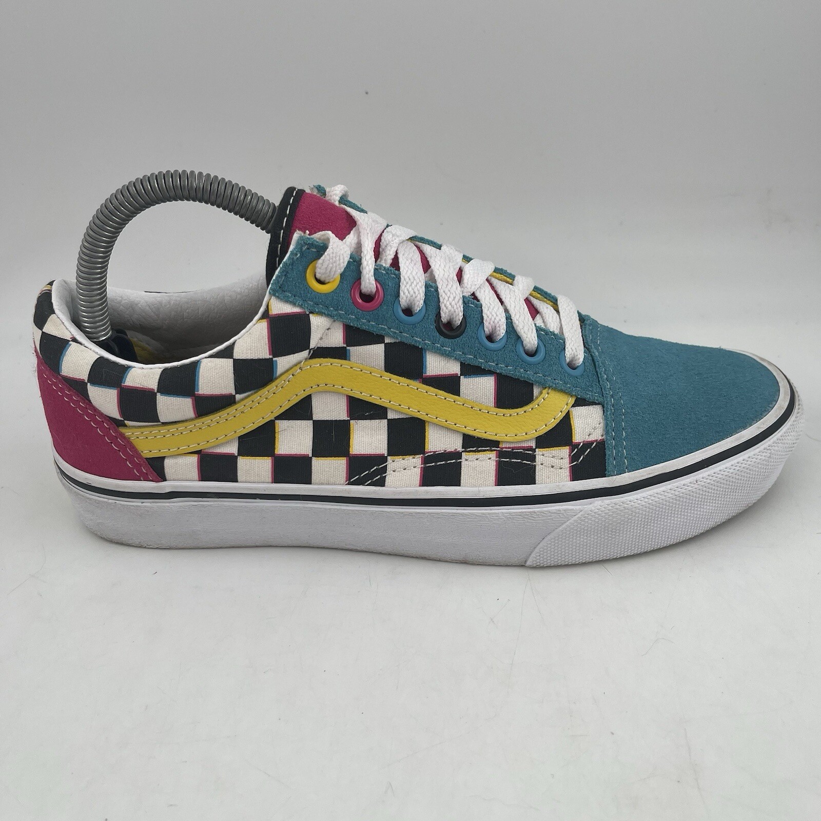 SAOLA Sneakers Vans unisex vecchia scuola look salvato dalla campana scamosciate a scacchi blu rosa