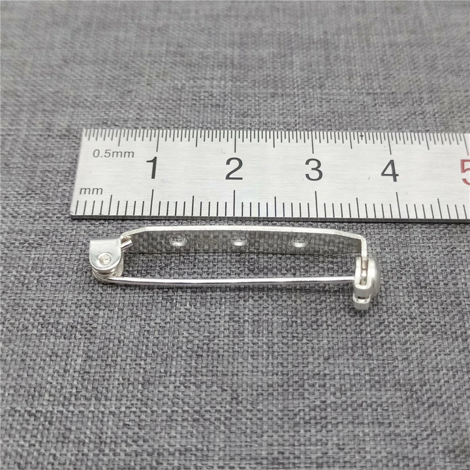 Sterling Silver Plain Brooch Pinback w/ 3 Holes Safety Pin Back Jewelry Findings - Image 2 of 4