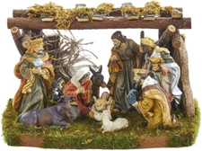 Kurt Adler Nativity Set with 9 Figures and Stable