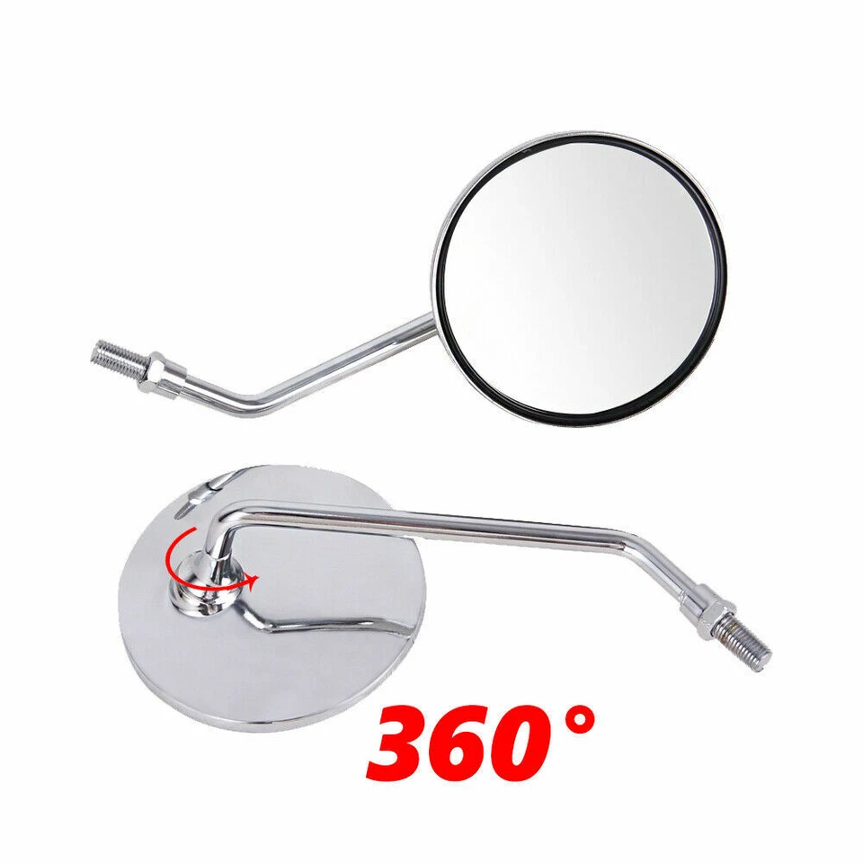 Motorcycle Rearview Mirrors Round Chrome For Yamaha LS2 DT100 DT125 DT175 XS400 Foto 3 de 4