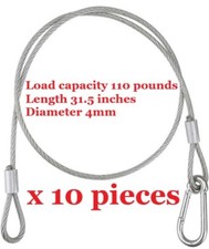 10 Pack Stage Light Safety Cables 110LB 31.5" Stainless Steel DJ Par Lighting