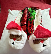 WonderShop Slipper Socks Women's Santa Sequins Grippers New