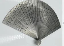 Titanium alloy folding fan with Chinese style hollow metal kung fu fan