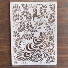 1 pc Peacock Stencil Reusable 8.26" x 11.4" Layering Scrapbook DIY Wall Art