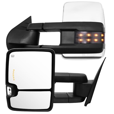 Chrome Power Heated Towing Mirror for Silverado Sierra 07-13 Smoke Arrow Light