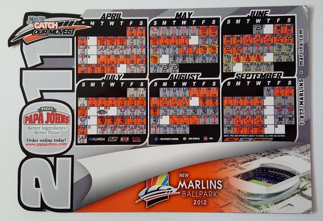 MLB Miami Marlins Magnetic Sports Baseball Florida Schedule 2011 2015