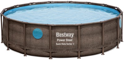 Bestway Power Steel Pool Komplett-Set mit Filterpumpe Ø 549 x 122 cm, Rattan NEU