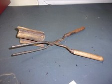 antique curling iron wood handels FREE SHIPPING