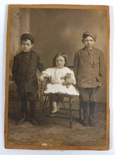 Antique Cabinet Card Photograph Adorable German Children Portrait Photo