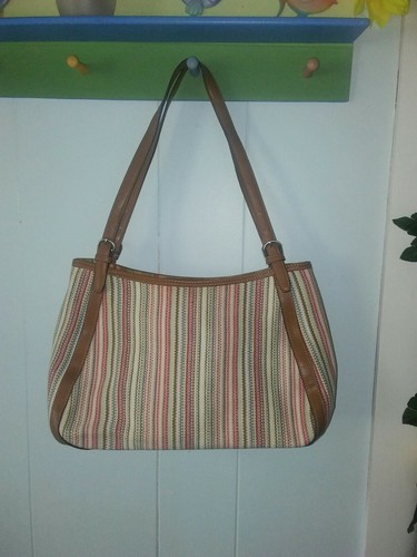 Canvas Brown Leather Purse Hand Bag 