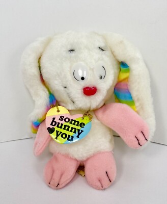 Vintage Easter Rabbit Plush Applause 1980s Rainbow Some Bunny Love Rare Ex Cond!