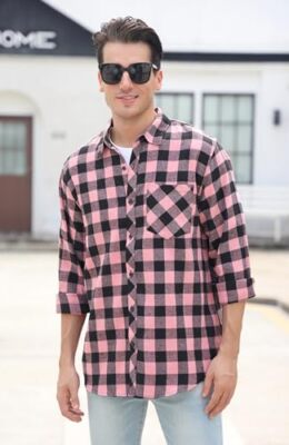 Cromoncent Men's Casual Plaid Flannel Shirt - Buffalo White Yellow, Soft Button-Down For Fall/Winter - View #8