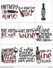 WINE QUOTES EMBROIDERY MACHINE DESIGNS PES HUS JEF VP3 DST EXP USB