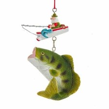 Santa Fishing Boat Ornament
