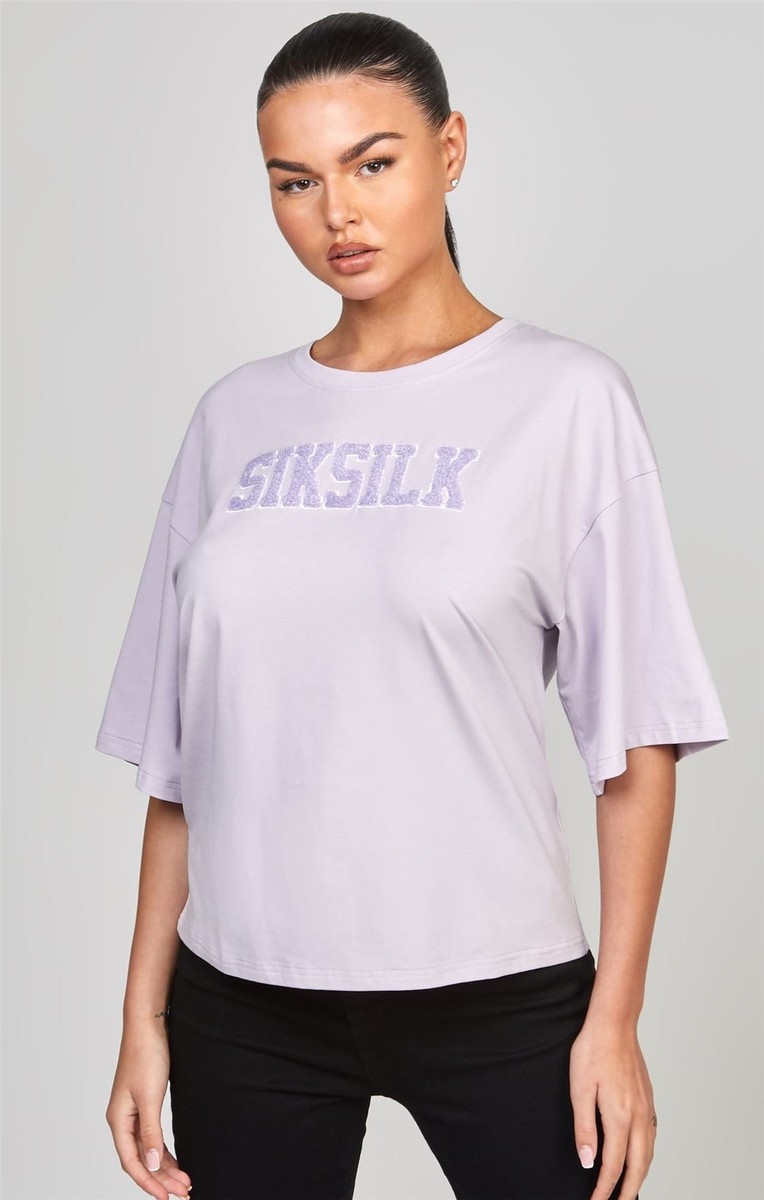 Women's T-Shirt SikSilk Varsity Logo Cropped Short Sleeve in