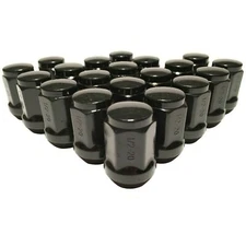 Set of 20 Black 1/2" Lug Nuts Acorn Bulge Closed End Lugnuts 1/2x20 Ford Jeep