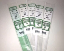Evergreen Styrene 5 Packs 14" Half Round Solid Rod Plastic Assortment