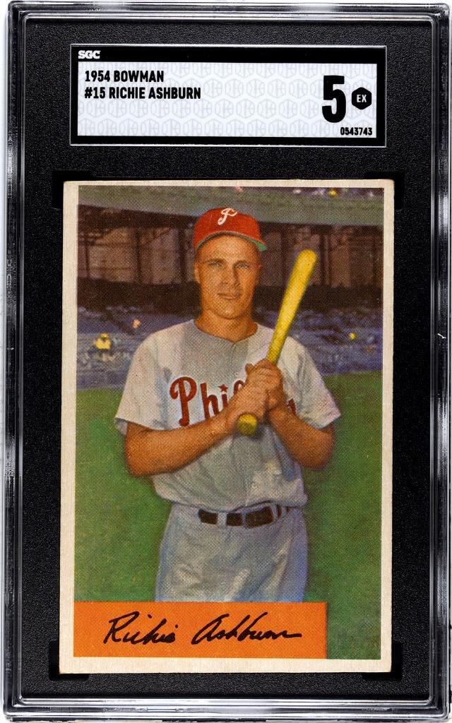 1954 Bowman #15 RICHIE ASHBURN card! PHILLIES! HOF! Graded SGC 5 EX!