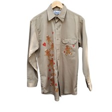 Vintage 70s Roebucks Khaki Custom Print Work Shirt Deadstock condition