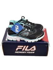 Fila Memory Stir Up Women US 6 Black & Aqua Running Shoes Sneakers Low Top