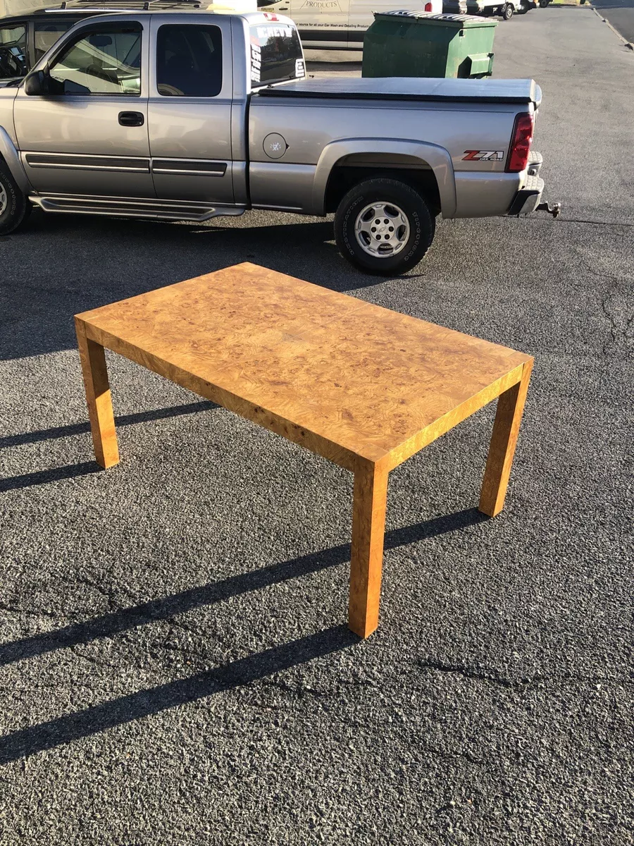 Milo baughman burl 2024 wood coffee table