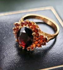 Silberring 925 vergoldet mit Granat , Größe 57