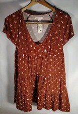 Aeropostale Womens Dress Floral Stretch Brown Large