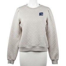 Marine Layer Size M Tan Quilted Crewneck Sweatshirt 43N Brewery Patch Neutral