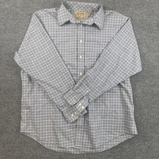 Roundtree Yorke Gold Label Dress Shirt Mens XL Gray Checkered No Iron cotton