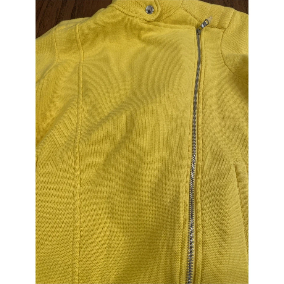 Lauren Ralph Lauren куртка женщин маленький желтый Moto вязаный ассиметричный открытый - Изображение 2 из 4