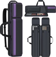 Pool Cue Case 4x5 Carrying Case Soft Padded Billiard Stick Bag w/ Multi-Pocket
