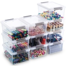 1.3 QT 10 Pack Small Storage Bins Plastic Storage Container Stackable Box wit...
